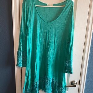 Indigo Soul Turquoise Lace Accent Tunic